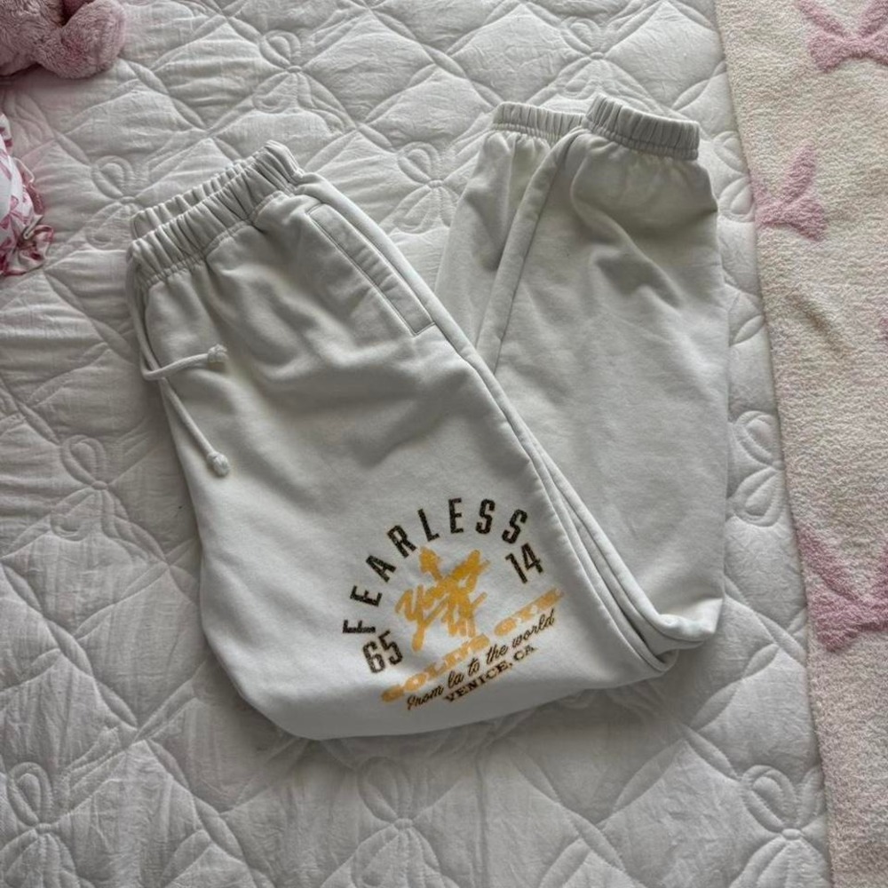 white youngla golds‎ gym jogger sweatpants